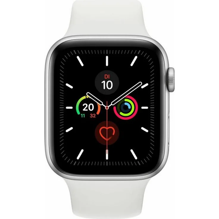Apple Watch Series 5 Smartwatch GPS, Unisex, 44mm, Aluminiumgehäuse, Sportarmband, Silber – Bild 1