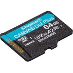 Kingston SDCG3-64GB SP microSD Speicherkarte ( 64GB microSDXC Canvas Go Plus 170R A2 U3 V30 Ohne SD Adapter)
