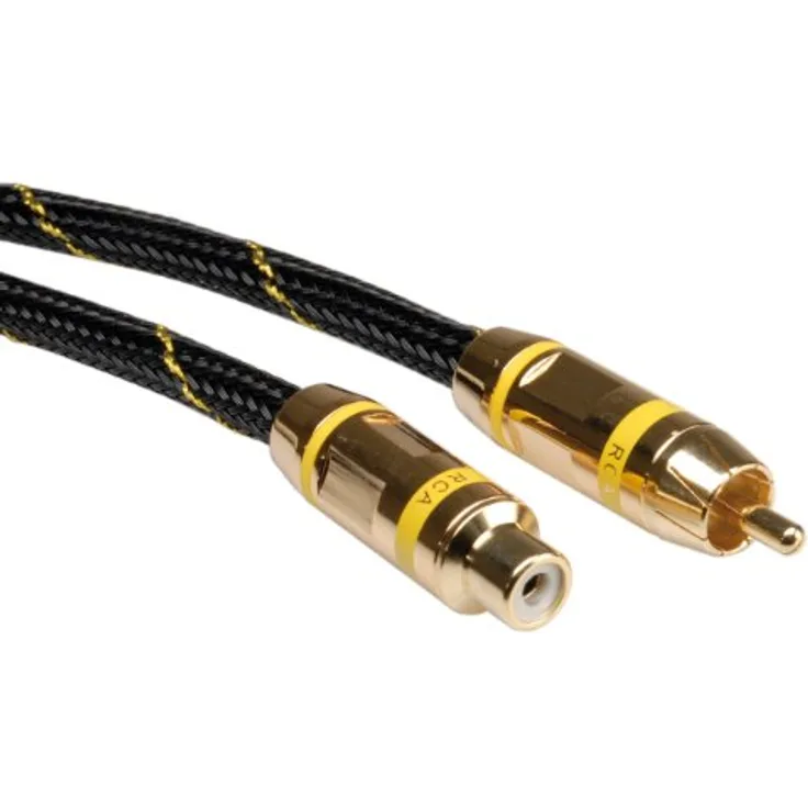ROLINE GOLD Cinch-Verlängerungskabel simplex Stecker / Buchse, gelb 2,5m (11.09.4236)