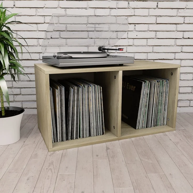 vidaXL Schallplatten-Aufbewahrungsbox Sonoma Eiche 71×34×36 cm – Bild 1