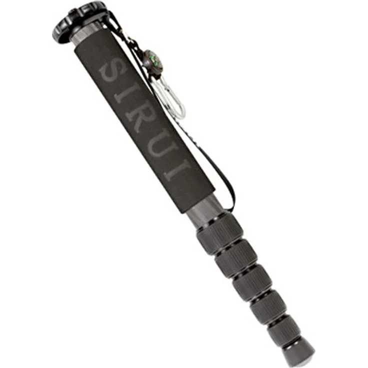 Sirui P-326 Einbeinstativ (Carbon, Höhe: 155 cm, Gewicht: 0,45 kg, Belastbarkeit: 10 kg, mit Handschlaufe und Karabiner) schwarz – Bild 1