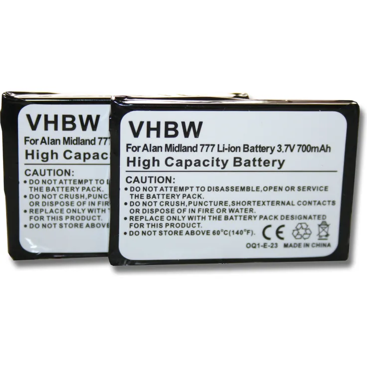 VHBW 2x Akku, geeignet für Funkgerät, Walkie Talkie Alan 777 700 mAh, 3,7 V, Li-Ion