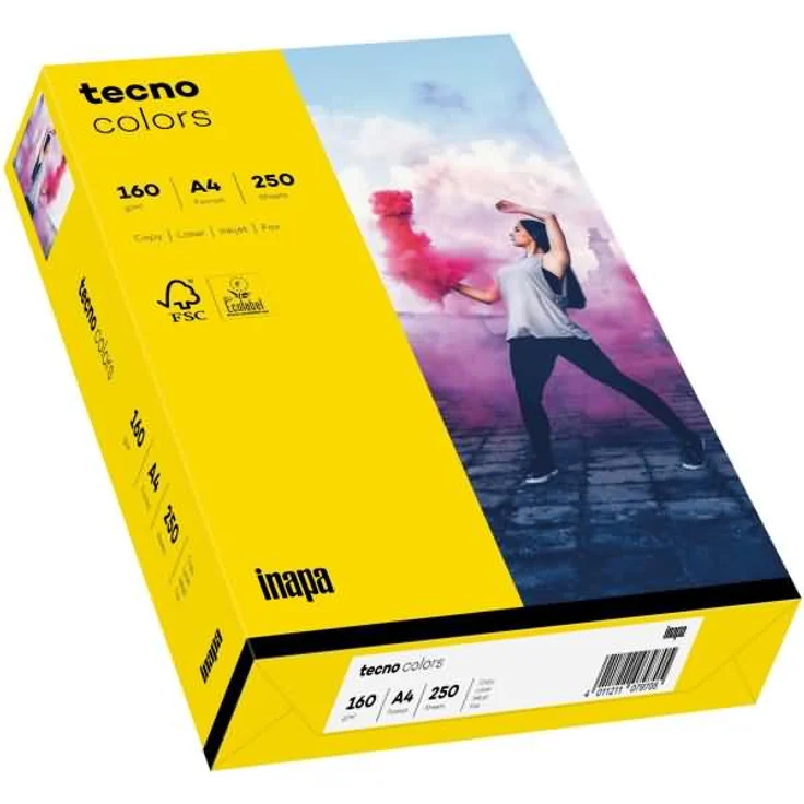 tecno Kopierpapier colors intensivgelb DIN A4 160 g-qm 250 Blatt (88324377) – Bild 1