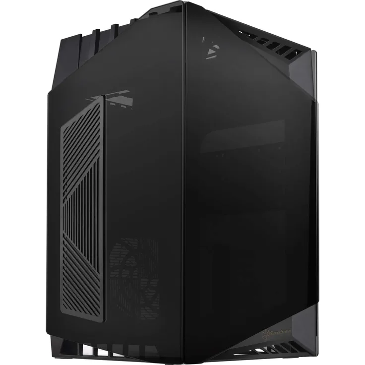 Silverstone SST-LD03B-AF Lucid Mini Tower Mini-ITX Computer Gehäuse, geräuscharme Leistung bei hohem Luftstrom, 3X getöntes, gehärtetes Glas mit Ventilationslöchern für bessere Kühlung