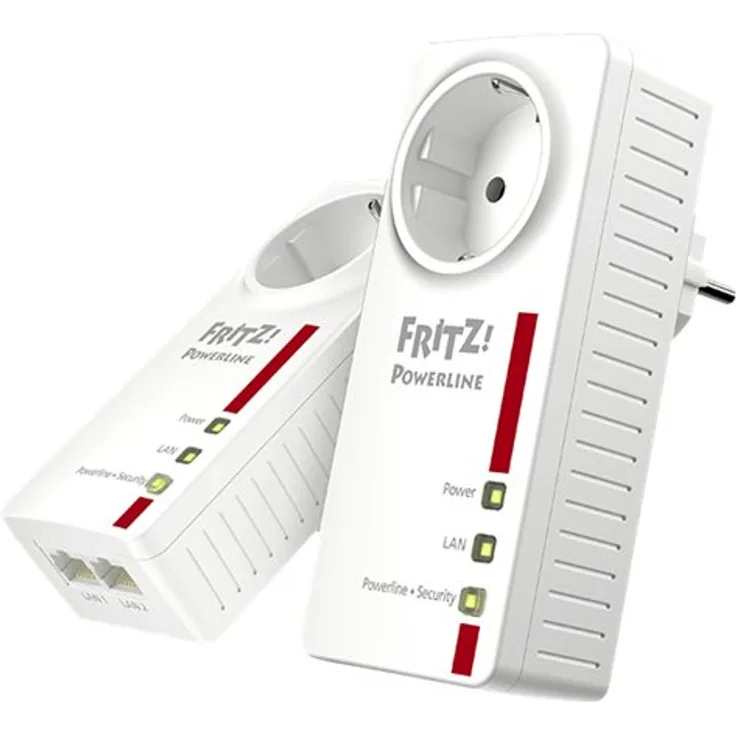 AVM FRITZ!Powerline 1220 Set / 1220E Set (1,200 MBit-s, 2x Gigabit-LAN je Adapter, ideal für NAS-Anwendungen und HD-Streaming, deutschsprachige Version) weiß