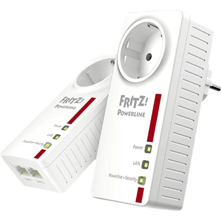 AVM FRITZ!Powerline 1220 Set / 1220E Set (1,200 MBit-s, 2x Gigabit-LAN je Adapter, ideal für NAS-Anwendungen und HD-Streaming, deutschsprachige Version) weiß – Bild 1