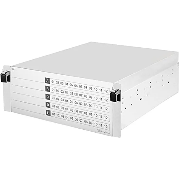 SilverStone SST-RMB41 - 4U Datenträgeraufbewahrungsschrank für bis zu 60x 2,5'' HDDs oder SSDs mit antistatischer und stoßsicherer Polsterung aus Polyethylen, Silber
