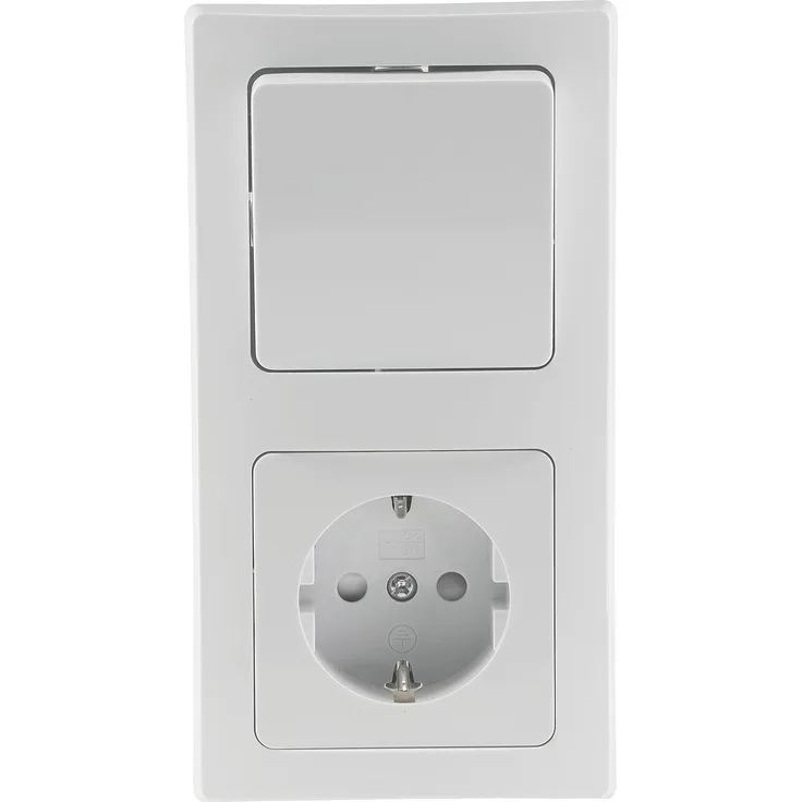 DELPHI Set Steckd+WS+Rahmen 250V~/ 16A, Klemmanschluss, weiß