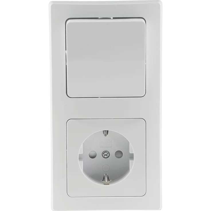 DELPHI Set Steckd+WS+Rahmen 250V~/ 16A, Klemmanschluss, weiß