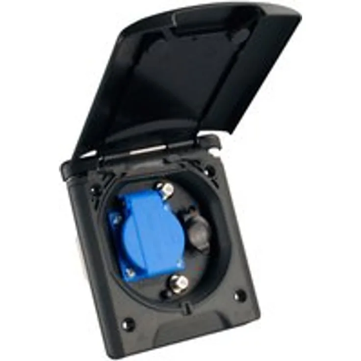 Fawo Universal-Vorzeltsteckdose schwarz Schuko -12 V - SAT-TV