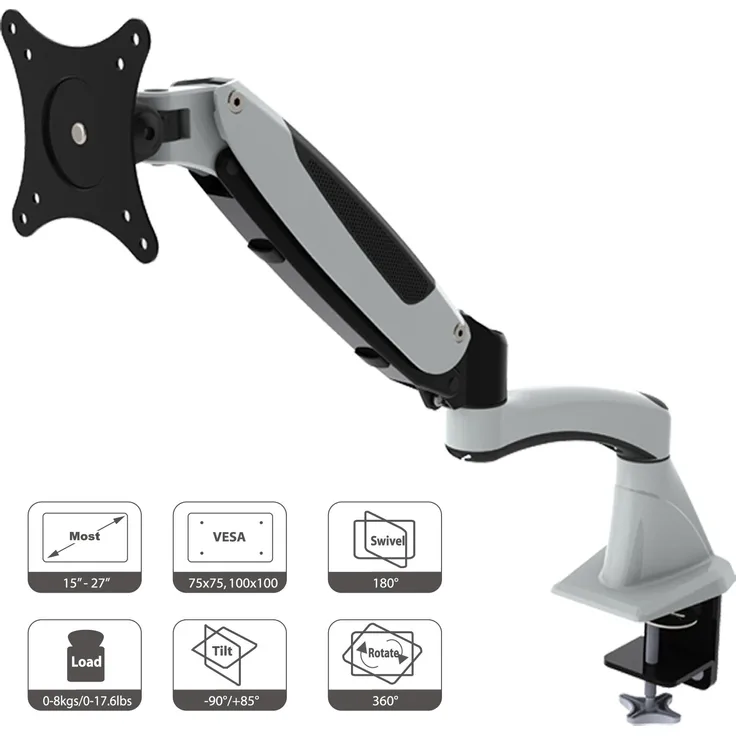 HFTEK Monitorarm Halter Tischhalterung für 0 - 8 Kg Bildschirme - GM112F (weiß)