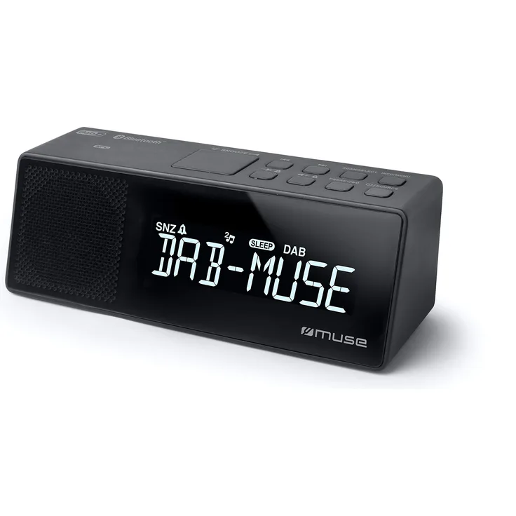 Muse M-172 DBT Uhrenradio mit Bluetooth, USB-Anschluss und Ladefunktion (Bluetooth, NFC, USB, AUX-In, PLL UKW-DAB-DAB+ Radio, LED-Display, 20 Senderspeicher, Sleep, Snooze) schwarz