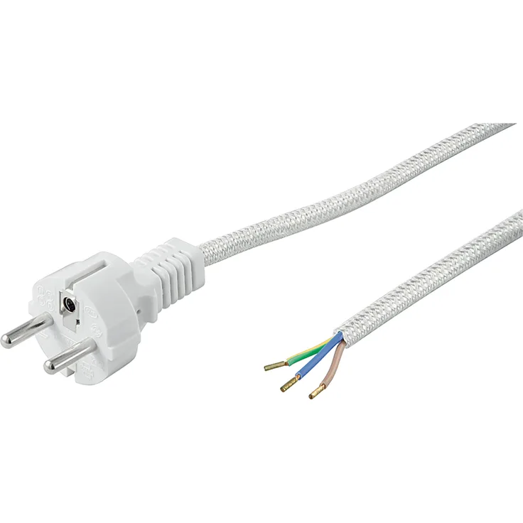 Goobay 50504 Schutzkontaktkabel hitzbeständig zum Konfektionieren, 3 m, Weiß-Silber