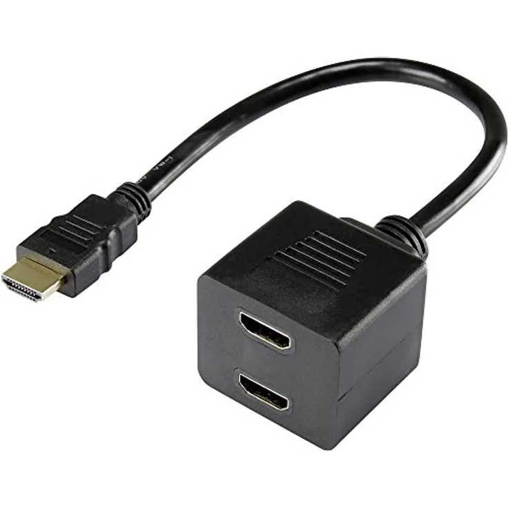 Renkforce - HDMI Splitter - HDMI (S) bis HDMI (R) - 20 cm - abgeschirmt - Schwarz (1404059)