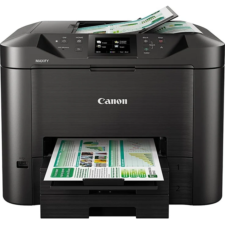 Canon MAXIFY MB5450 (4-in-1) Multifunktionsdrucker - (Tintenstrahl) Farbe, Druckgeschwindigkeit: 24 s/w, 15,5 Farbe, Auflösung: 1200 x 600, LAN, WLAN, AirPrint, Mobile Print, Cloud Print (0971C006) – Bild 2
