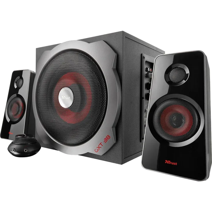 Trust GXT 38 2.1 Gaming Lautsprechersystem mit Subwoofer (für Smartphone-PC- Tablet, 120 Watt)
