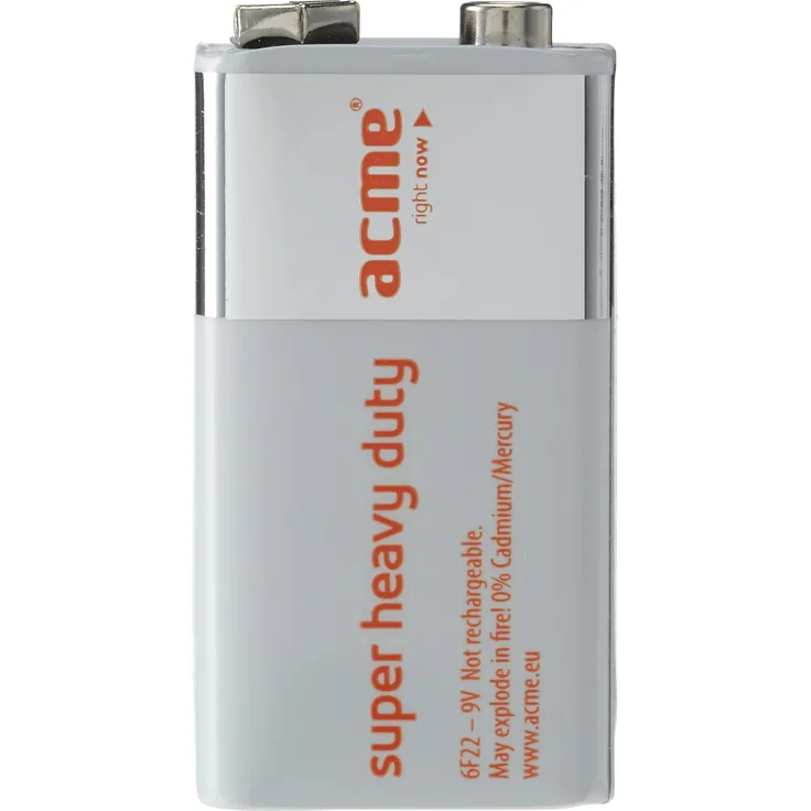 Acme 6F22 Super Heavy Duty Battery 9V-1 Stück Weiß