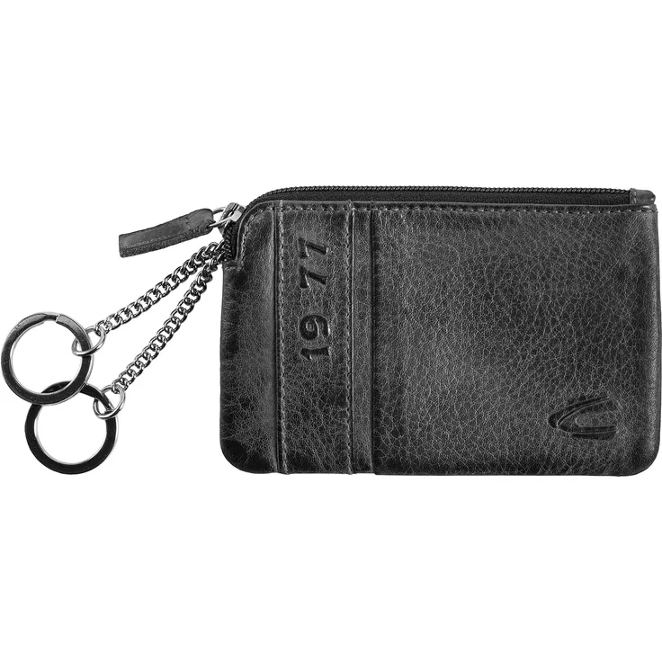 camel active, Melbourne, Schlüsseletui Herren, Schlüsselmäppchen, Schlüsseltasche, Echtes Leder, 2 Schlüsselringe, Schwarz, 11,5x1x8, cm,