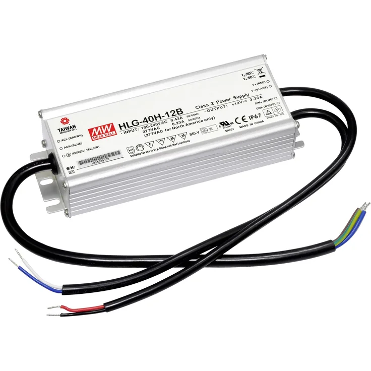 Mean Well HLG-40H-12B LED-Treiber, LED-Trafo Konstantspannung, Konstantstrom 39W 3.33A 7.2 - 12 V-DC dimmbar, PFC-Schaltkreis