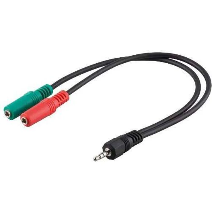 Goobay 50467 PC Headset Adapter, 1x 3, 5 mm AUX 4-pol. zu 2x 3, 5 mm AUX 3-pol