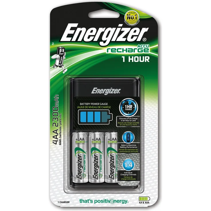 Energizer Ladegerät Batterien, Recharge 1-Hour, für Wiederaufladbare Batterien der Größen AA und AAA – Bild 1