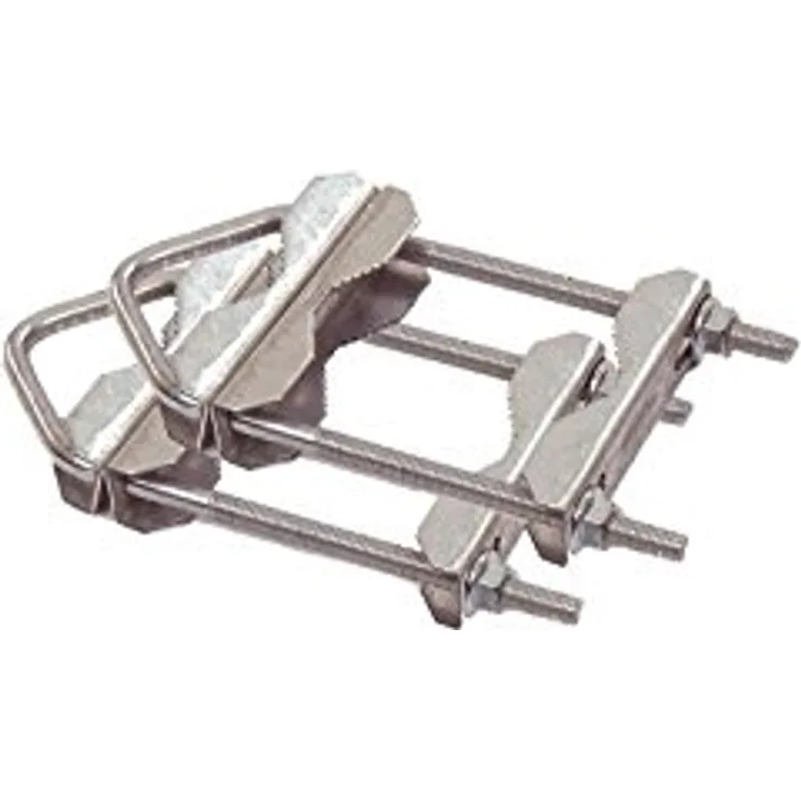 HD-LINE 2X Doppelschelle Sat Mast Schelle Zahnschelle bis 60mm verzinkt Balkon, Silber 4