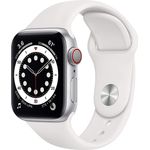 Apple Watch Series 6 Smartwatch GPS + Cellular, 40mm, Aluminiumgehäuse Silber, Sportarmband Weiß