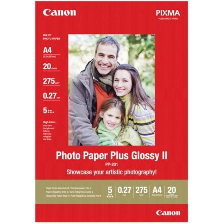 Canon Photo Paper Plus II PP-201 - Fotopapier, glänzend - A4 (210 x 297 mm) - 260 g/m2 - 20 Blatt (2311B019) – Bild 1