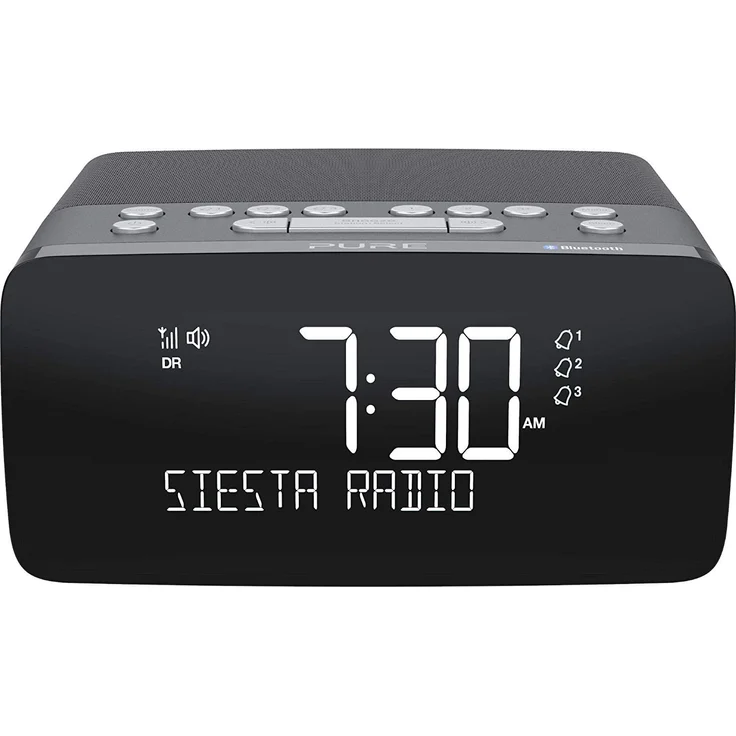 Pure Siesta Charge Radiowecker mit Ladepad (Digitalradio mit DAB-DAB+ Digital- und UKW-Radiowecker, Bluetooth, USB, AUX, drahtlose Handy-Ladestation, 40 Senderspeicherplätze), Graphite – Bild 2