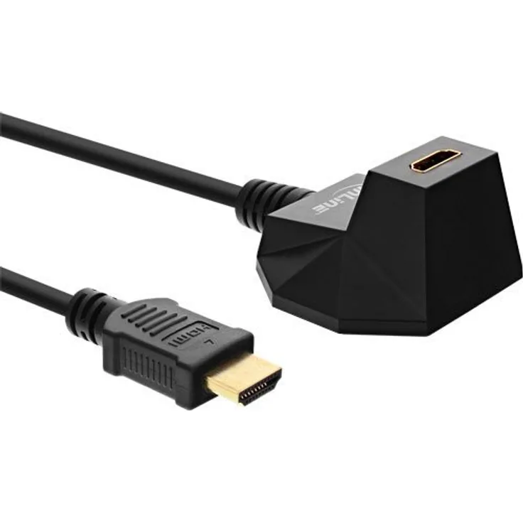 InLine 17531S HDMI Verlängerung mit Standfuß, HDMI-High Speed mit Ethernet, 4K2K, Stecker - Buchse, schwarz - gold, 1m