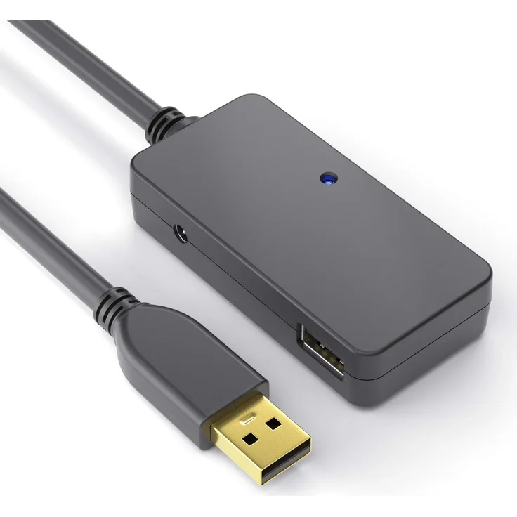 PureLink DS2200-060 USB 2.0 Aktiv Verlängerung mit 4-Port USB Hub ( (USB-A Stecker auf Hub 4x USB-A Buchse), Spannungerversorgung vom USB Port, kein Netzteil benötigt, vergoldete Kontakte, 6,00m, schwarz