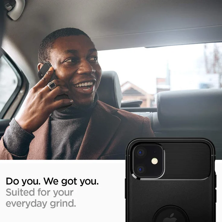Spigen Rugged Armor Hülle, geeignet für Apple iPhone 11, robuste TPU Silikon Schutzhülle, stylisch, Karbon Handyhülle Case, Matte Black, Handy-Schutzhülle, schwarz (076CS27183) – Bild 3