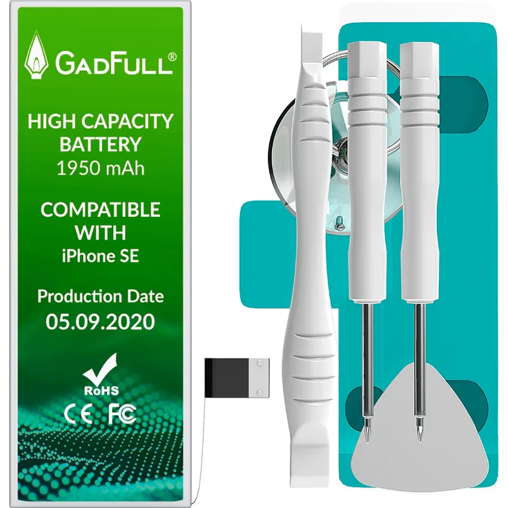 GadFull Akku, geeignet für Apple iPhone SE, mit hoher Kapazität, 1950 mAh, 2020 Baujahr, Reparaturset, Handy-Akku