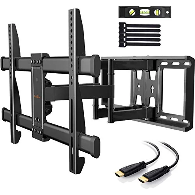 Perlegear TV Wandhalterung Schwenkbar Neigbar - Ausziehbar TV Halterung Curved 4K LED LCD OLED Flachbildfernseher, Fernseher Wandabstand 94-178cm 37-70 Zoll TV, VESA 200x100mm-600x400mm 1.8m HDMI Kabel, Schwarz – Bild 1