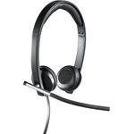 Logitech H650e Kopfhörer mit Mikrofon, Stereo-Headset, Rauschunterdrückung, Lautstärkeregelung und Stummschaltung am Kabel, LED-Anzeige, USB-Anschluss, PC-Mac-Laptop - Schwarz