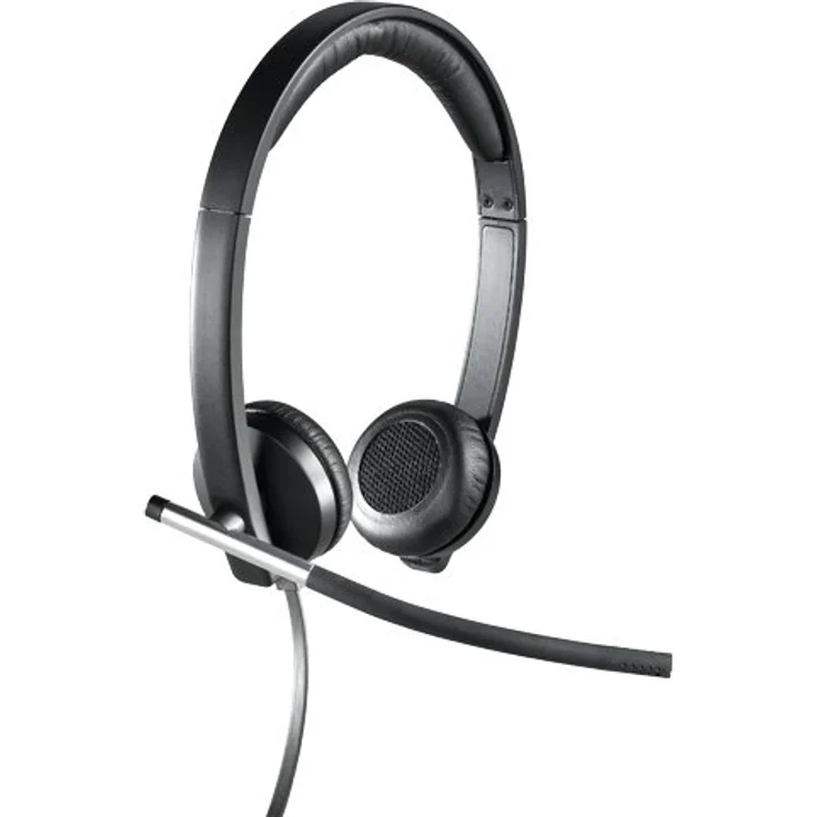 Logitech H650e Kopfhörer mit Mikrofon, Stereo-Headset, Rauschunterdrückung, Lautstärkeregelung und Stummschaltung am Kabel, LED-Anzeige, USB-Anschluss, PC-Mac-Laptop - Schwarz