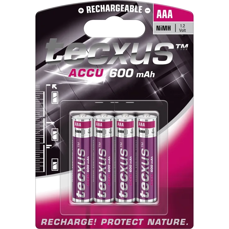 Tecxus 14112 Micro AAA (1,2V, 600mAh) Akku, 4-er Pack