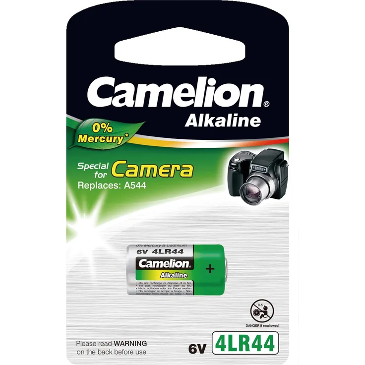 Camelion 12050144 Kamera Spezial Batterie ohne Quecksilber 4LR44-6 Volt, 1er