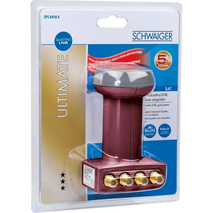 Schwaiger extrem hitzebeständig Sun Protect Quattro-LNB Ziegelrot