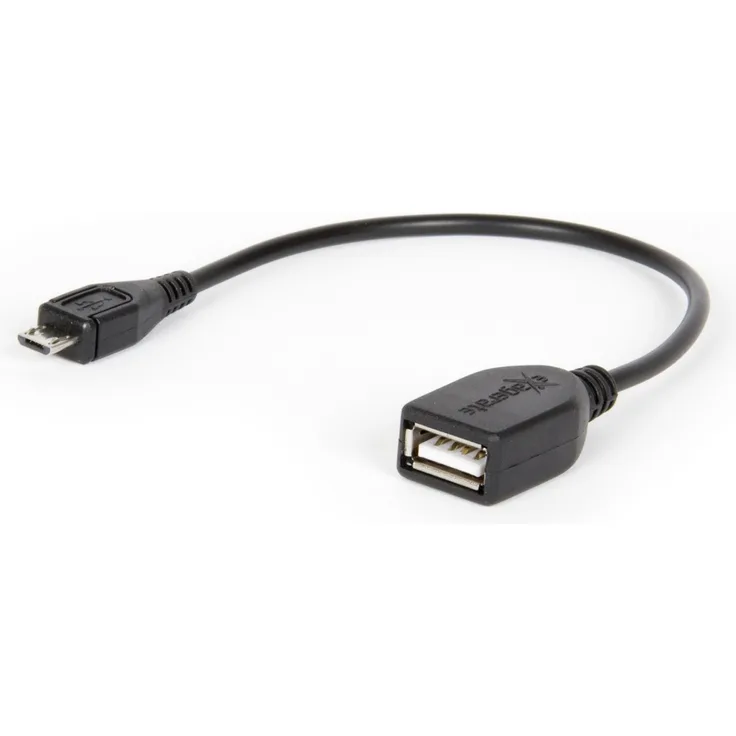 Hamlet Micro USB-USB M-F 0.15m - USB Kabel (0,15 m, Micro-USB A, USB A, 2.0, Male Connector-Female Connector, Schwarz)
