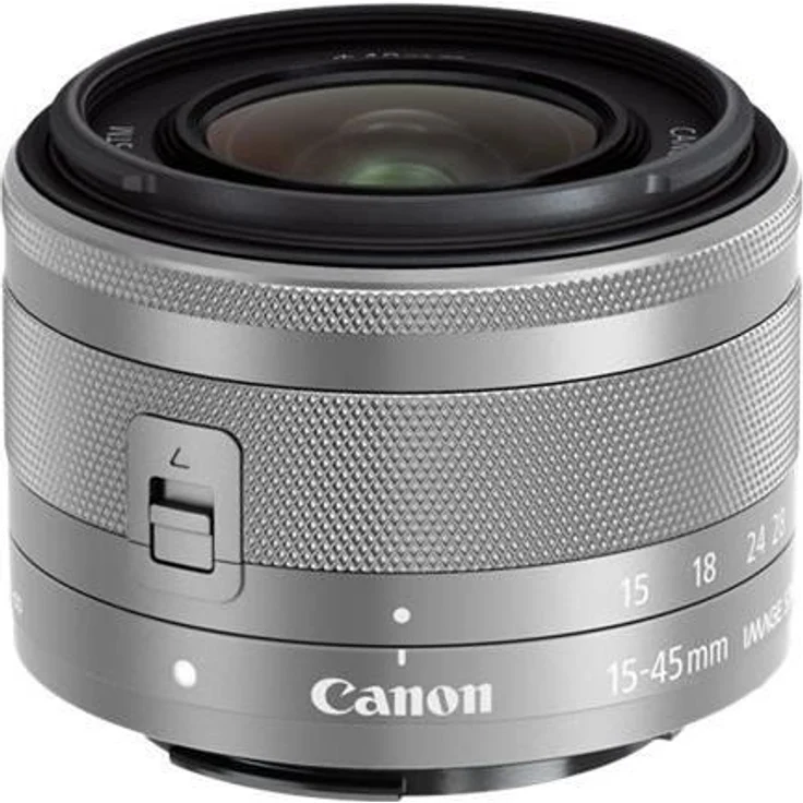 Canon Zoomobjektiv EF-M 15-45mm F3.5-6.3 IS STM Weitwinkel für EOS M (49mm Filtergewinde, Bildstabilisator, Autofokus) silber – Bild 1
