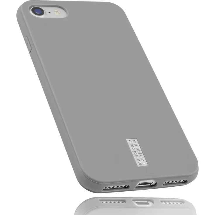 mumbi TPU Hülle hellgrau mit Logo für Apple iPhone 7/8/SE 2020/SE 2022