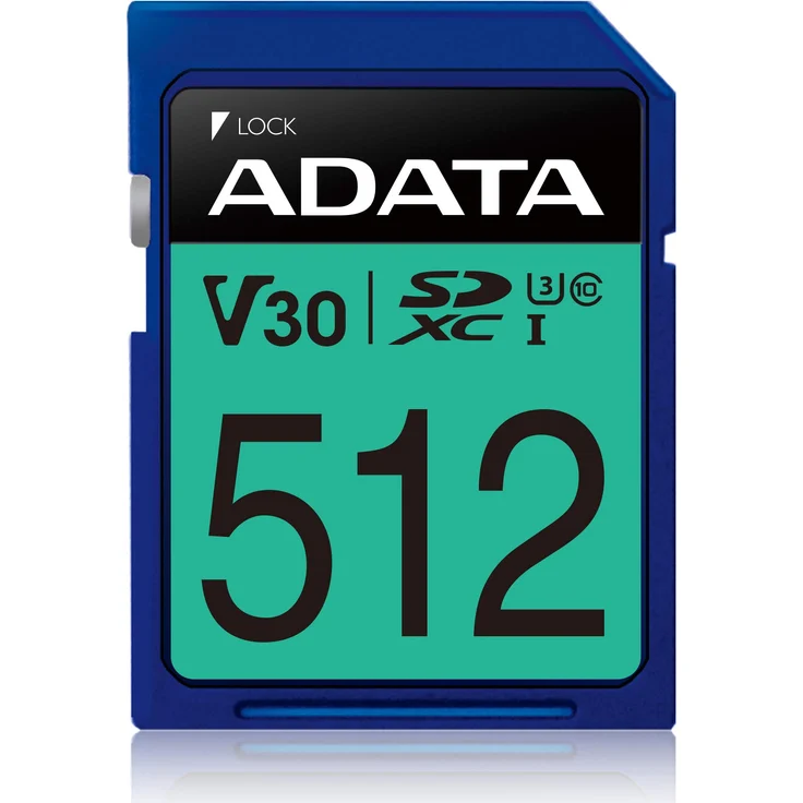ADATA Premier Pro Speicherkarte 512 GB SDXC Klasse 10 UHS-I - Speicherkarten (512 GB, SDXC, Klasse 10, UHS-I, 100 MB-s, Blau) (ASDX512GUI3V30S-R)
 – Bild 1