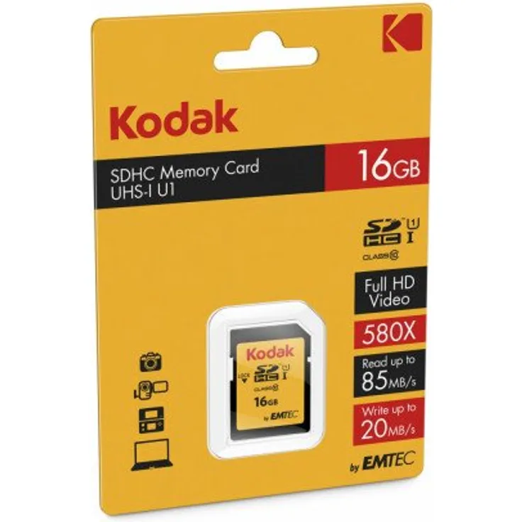 SD Card 16GB KODAK SDHC (CLASS10) Gold+ UHS-I U1 Ka.Blist