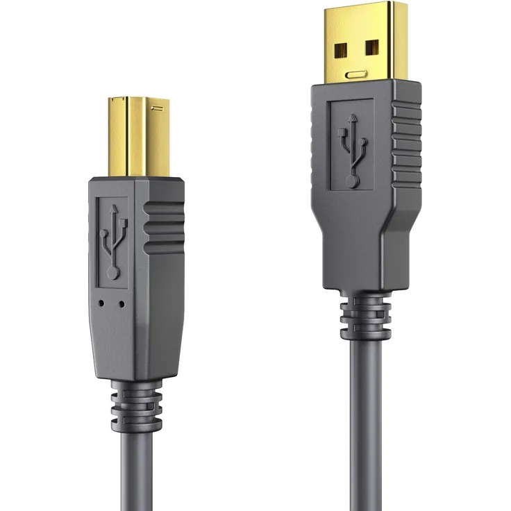 PureLink DS2000-100 USB 2.0 Aktiv Verbindungskabel (USB-A Stecker auf USB-B Stecker), Spannungerversorgung vom USB Port, kein Netzteil benötigt, vergolderte Kontakte, 10,0m, schwarz