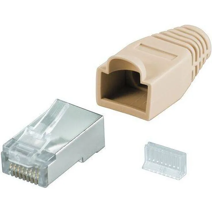 Goobay 68743 RJ45 Stecker, CAT 5e STP Geschirmt mit Knickschutztülle