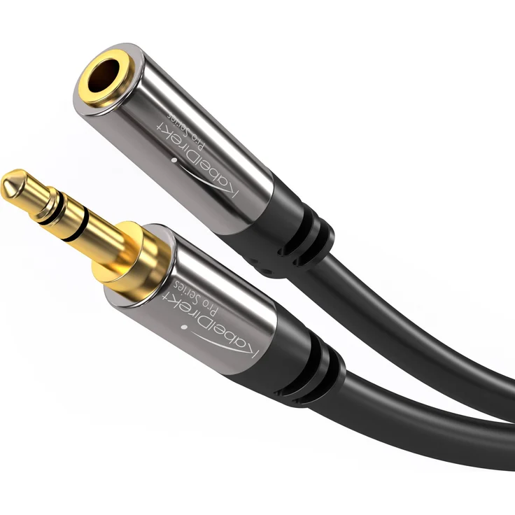 KabelDirekt - Klinken- Verlängerungskabel - 5m - (für Aux Eingänge, 3.5mm Stecker - 3.5mm Buchse) - PRO Series