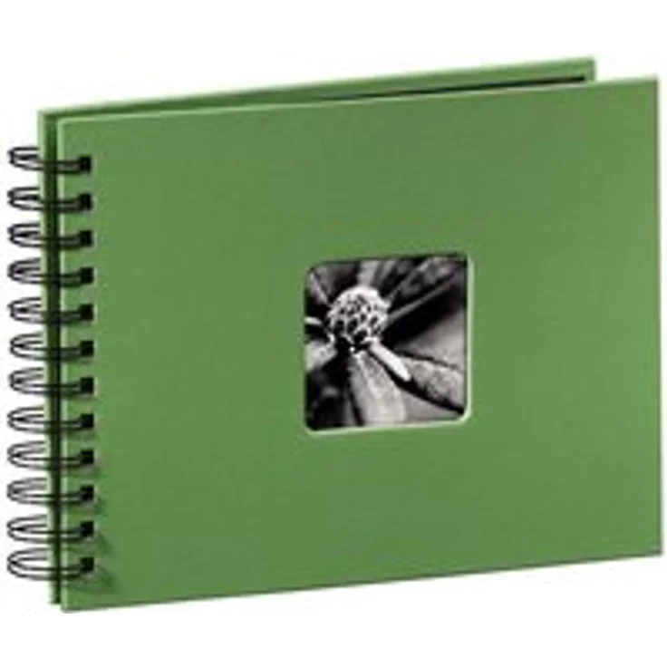 Hama Fotoalbum Spiralalbum, 50 schwarze Seiten, 25 Blatt, Größe 24 x 17 cm, mit Ausschnitt für Bildeinschub, Fotobuch apfelgrün – Bild 1