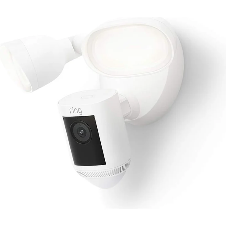 Ring Floodlight Cam Wired Pro, Videoaufnahmen in HDR, 3D-Bewegungserfassung, festverdrahtete Installation, Weiß
