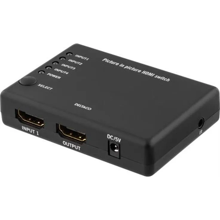 DELTACO HDMI-7007 Prime HDMI Schalter, 4-1, Bild-in-Bild schwarz